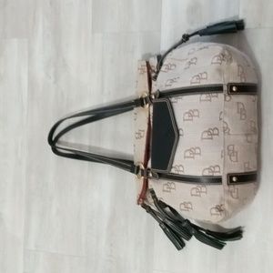 AUTHENTIC DOONEY & BOURKE LARGE SIGNATURE CANVAS SATCHEL HANDBAG BLK/GRAY TOTE